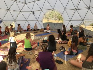 Beth Leone teaching a women’s circle Taoist Arts at One Love Festival, Ojai, CA